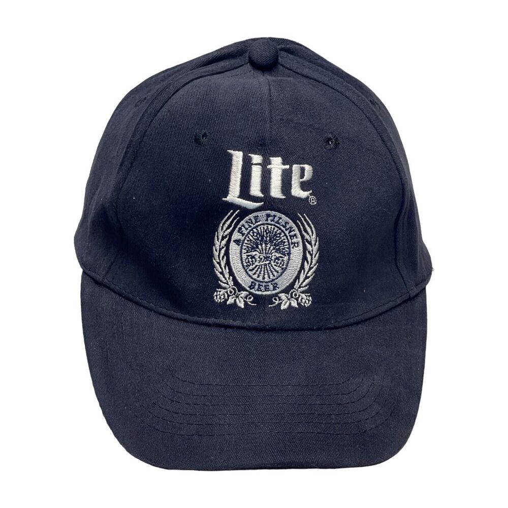 Miller Lite Navy Embroidered A Fine Pilsner Beer Classic Adjustable Snapback Hat